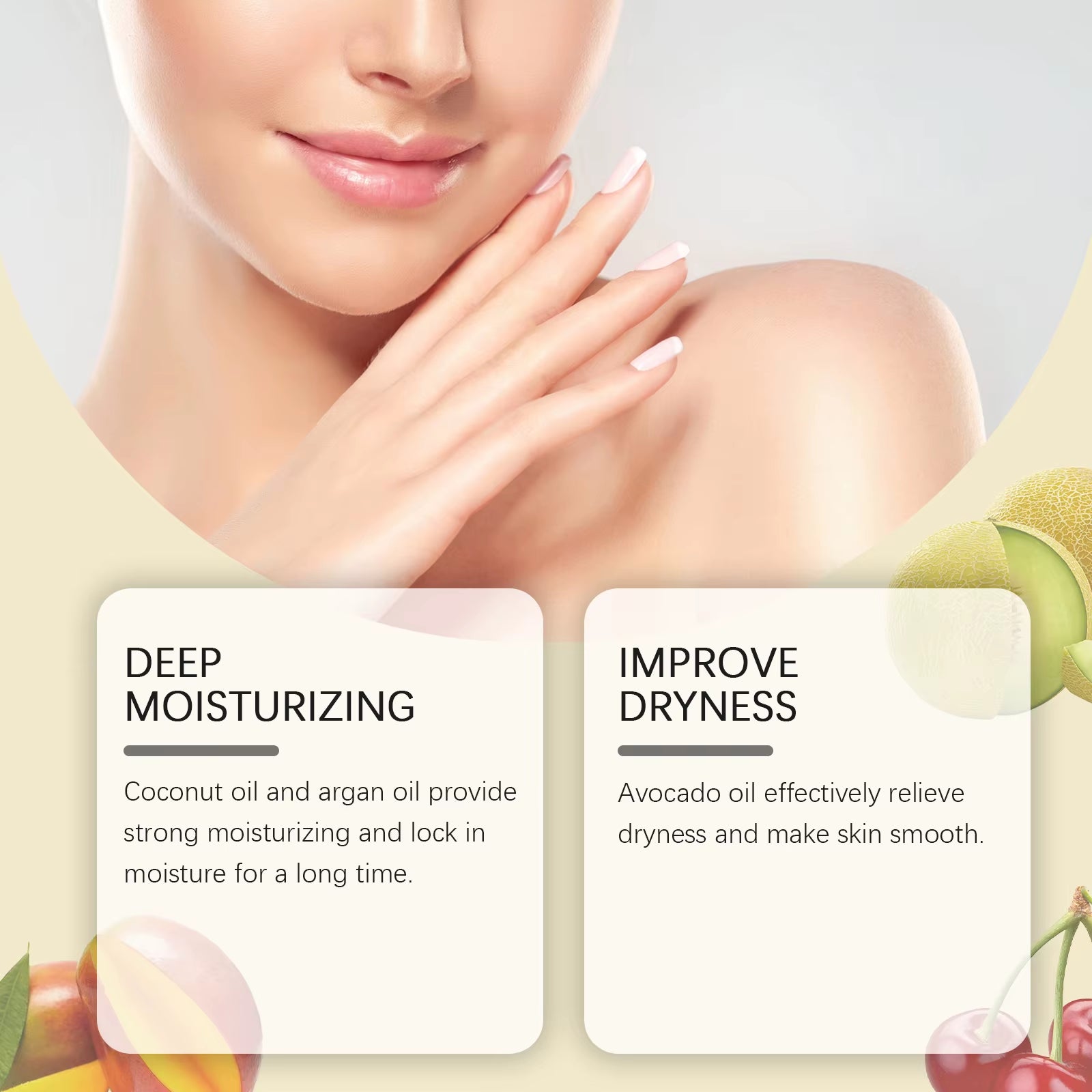 Moisturizing Body Cream Deep Hydration Soft Smooth Cherry Sandalwood Mango Bergamot Honeyd...