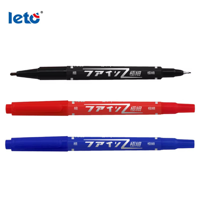 Twin Tip Permanent Art Markers Pens, Fine Point, Waterproof, Oily, Black,Red,Blue Ink, Painting, eyeliner