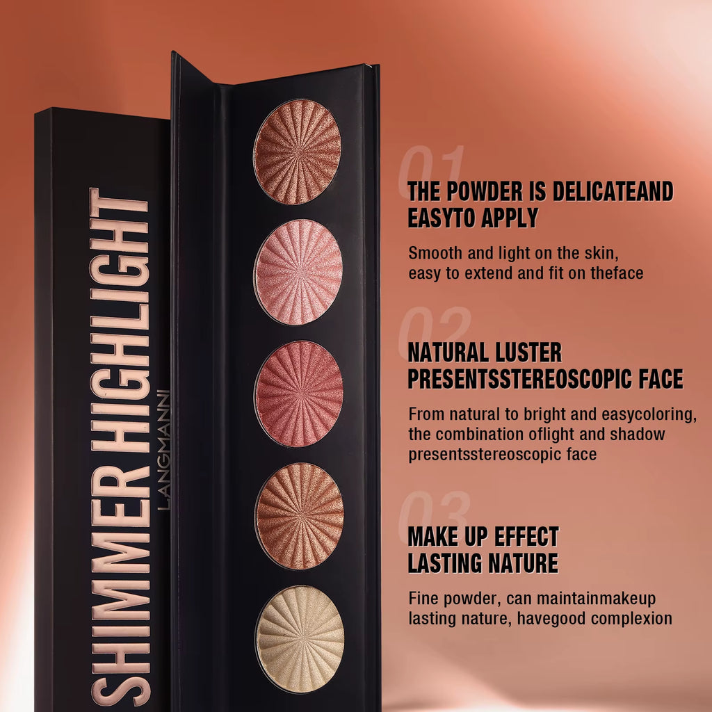 Highlighting and Contouring Palette 5 Colours All-In-One Makeup Palette Stereoscopic Natural Highlight face and cheek makeup 