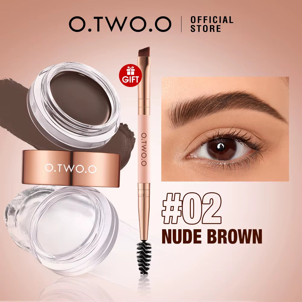 Eyebrow Pomade Brow Gel Wax 2 in 1 Waterproof Long Lasting Creamy Mascara