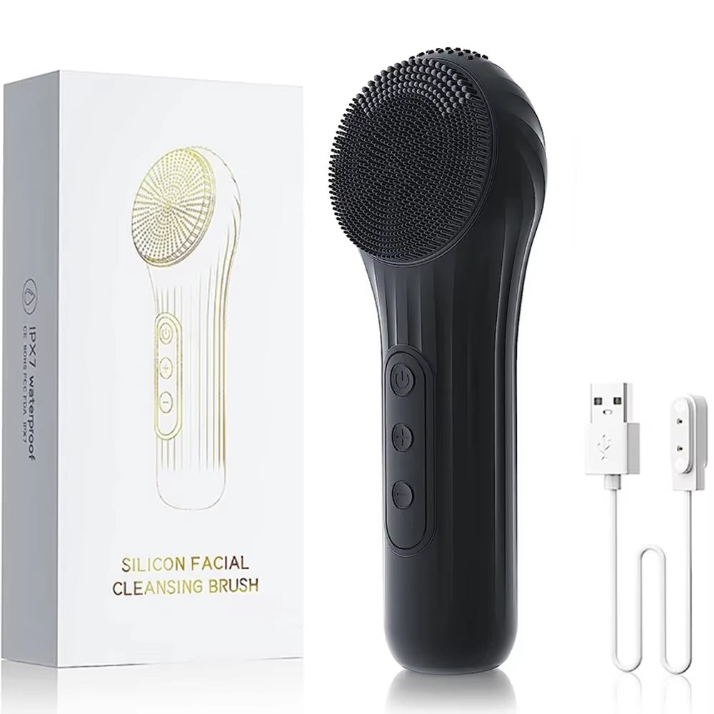 Sonic Waterproof Facial Cleansing Brush Rechargeable Scrubber 