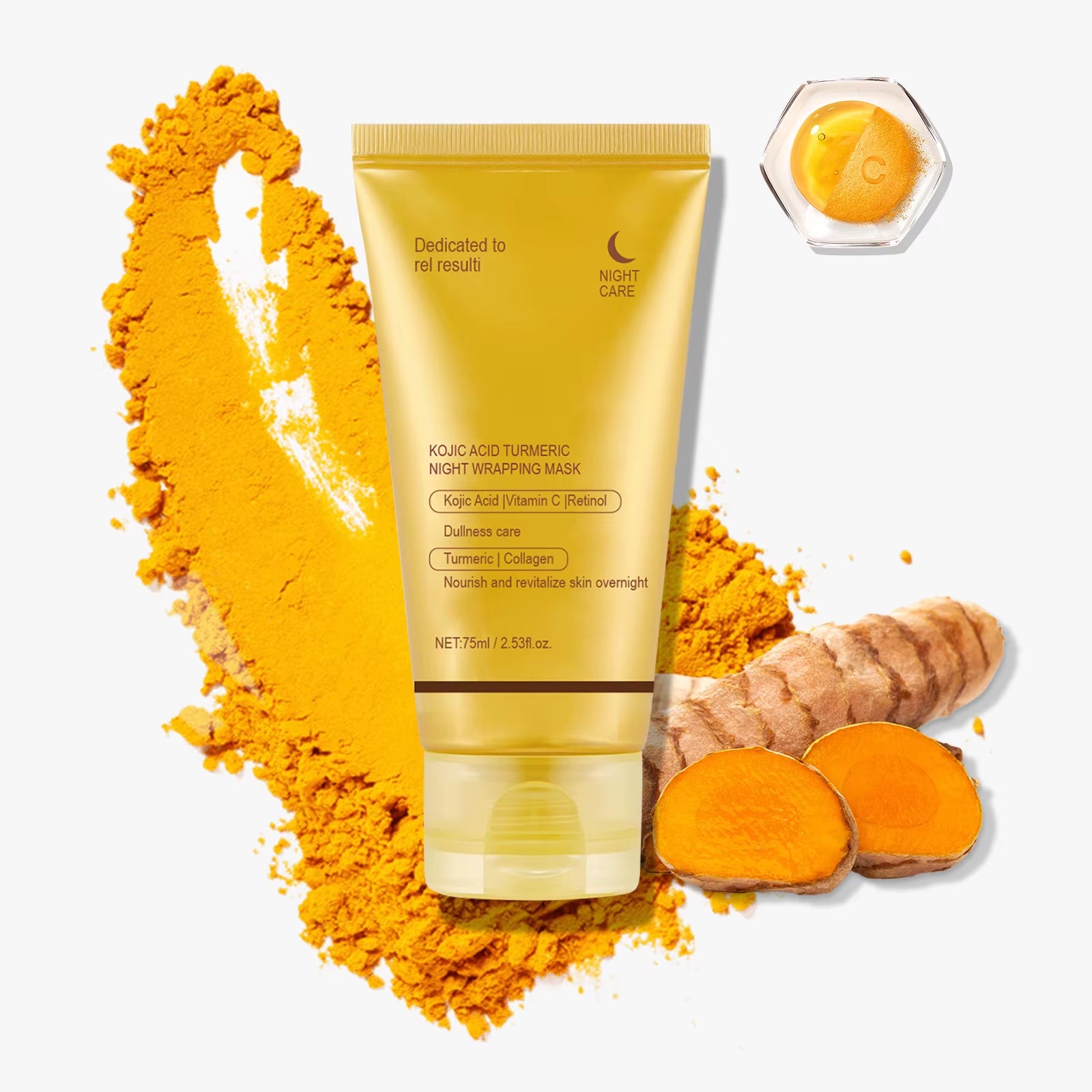 Kojic Acid Turmeric Night Wrapping Facial Mask Hydrating Moisturizing Brightening Peel-Off Mask