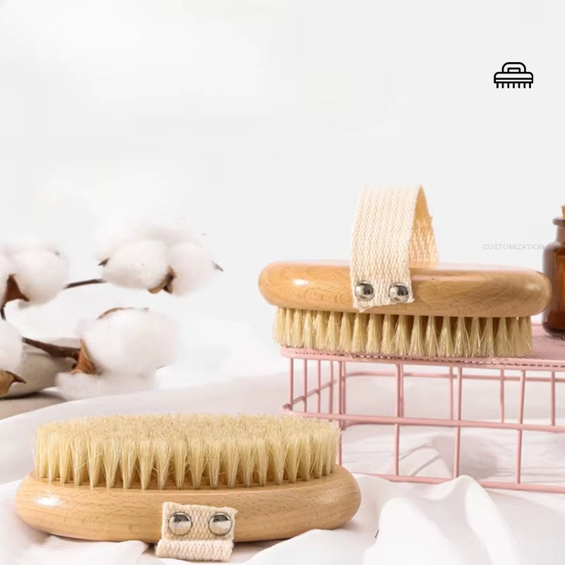 Wooden Body Brush Natural Boar Bristle Dry Skin Woman Man Body Brush Bamboo Wet Back Shower Brushes ...