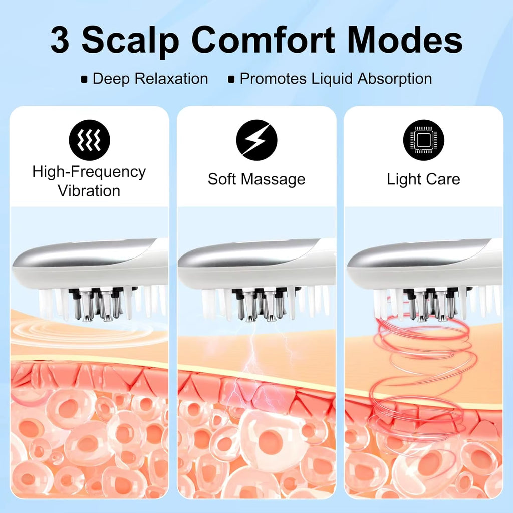 3 in 1 EMS Hair Growth Massage Comb with Hair Oil Dispenser Red Blue Light Antihair Loss High Freque...
