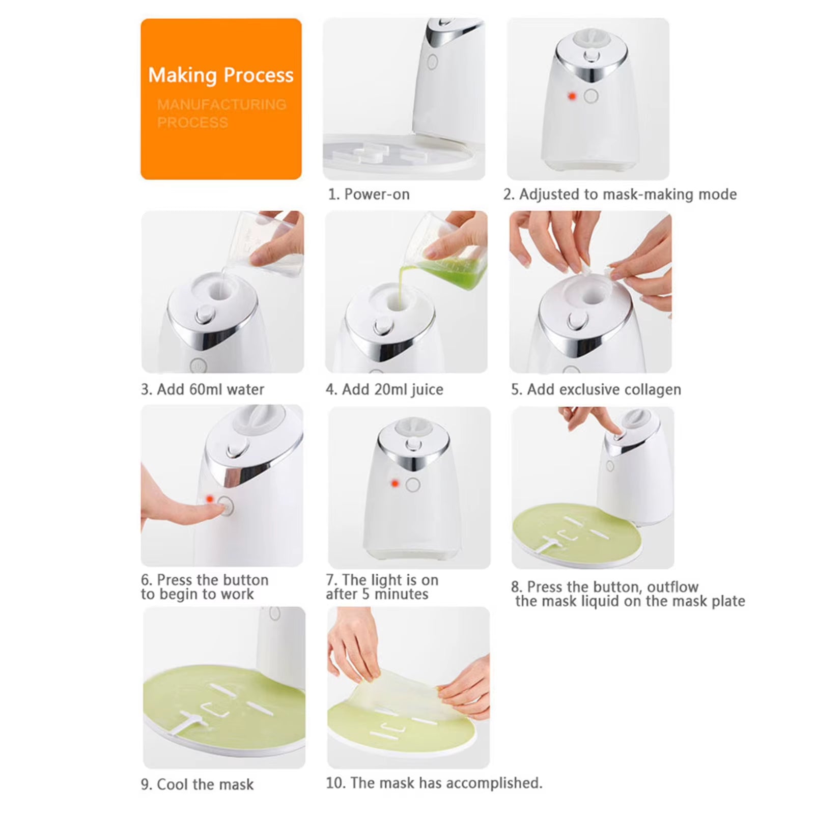  DIY Natural Fruit Vegetable Face Mask Maker Facial Care Fresh Collagen Beauty Machine 