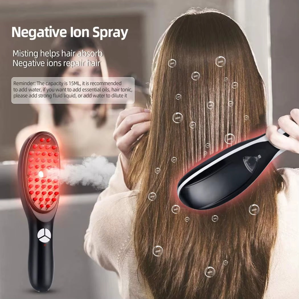 Electric Blue Red Light Therapy Massage Comb Scalp Massager for Hair Growth Negative Ion Spray Head ...
