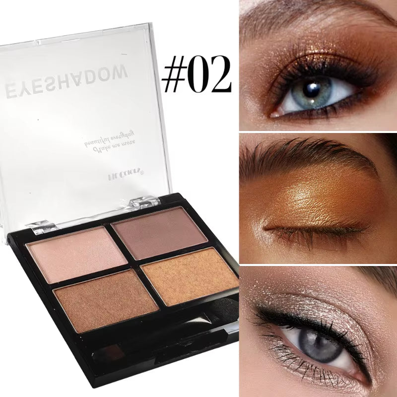 4 Colors Highlighter Powder Makeup Palette, Pearlescent Glitter Highlighter Palette High Pigment Fac...