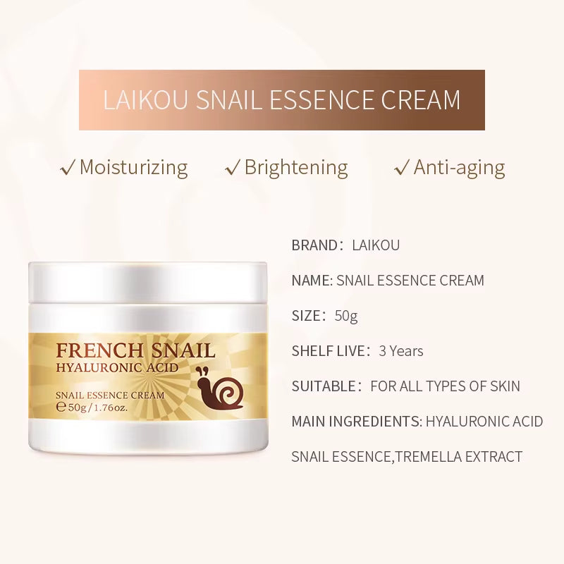 Snail Face Cream Hyaluronic Acid Moisturizer Firming Facial Cream Collagen 