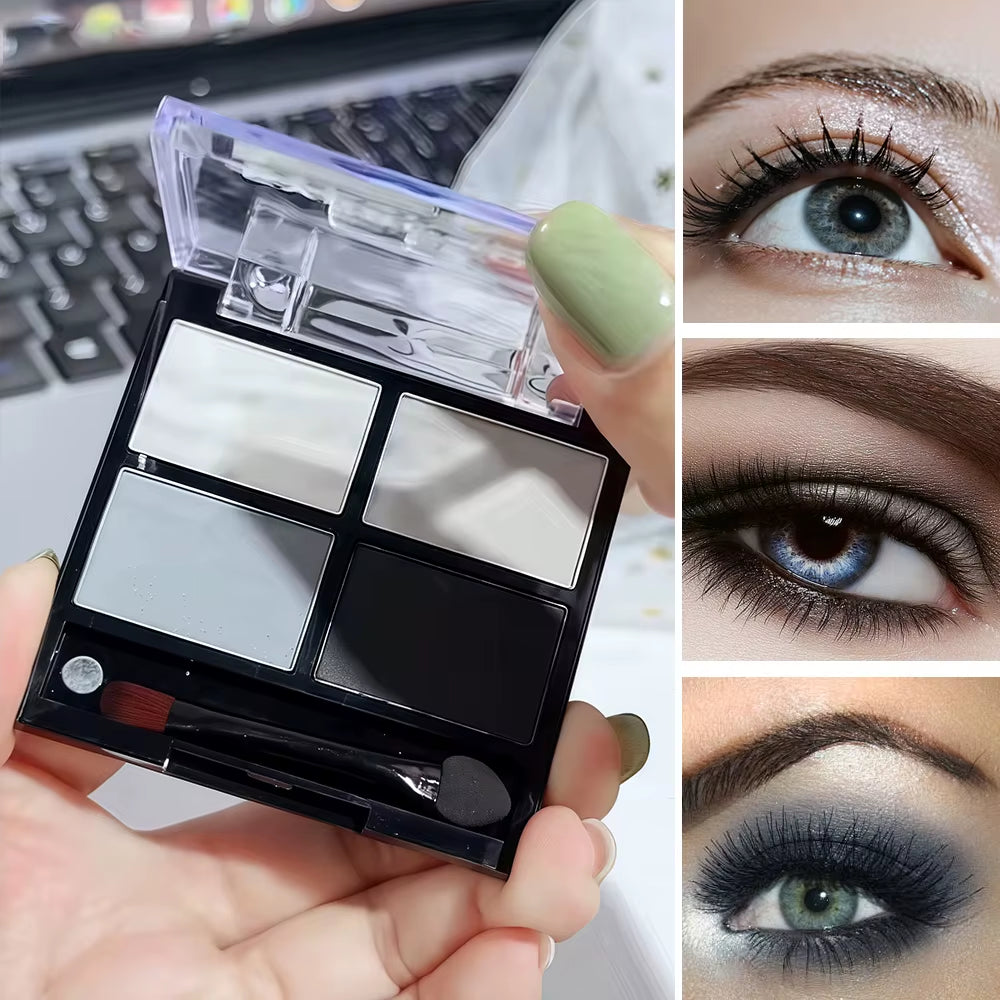  Palette Gray Black Smoky Makeup Matte Pearlescent Silkworm Brightening Base Eyes 4 color eyeshadow