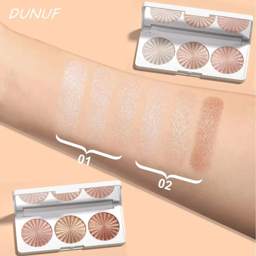 Highly Pigmented Waterproof Baked Highlighter Palette Blush Contour 4In1 Face & cheek Makeup Long Lasting Be...