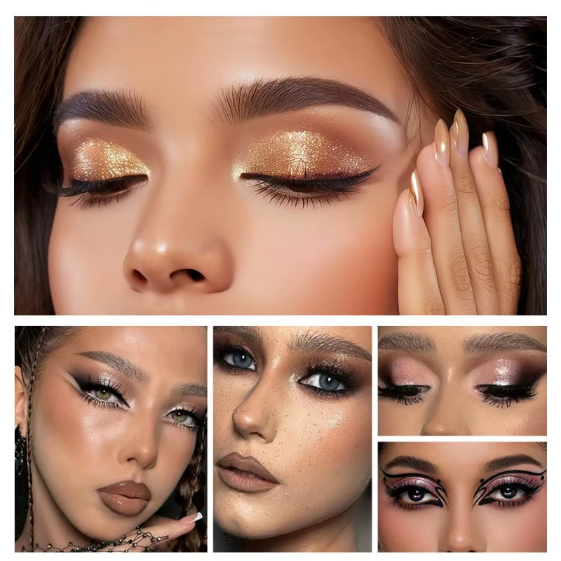 4 Colors Highlighter Powder Makeup Palette, Pearlescent Glitter Highlighter Palette High Pigment Fac...