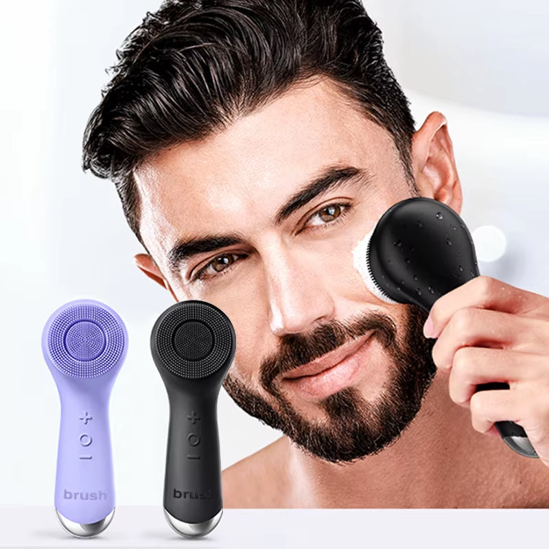 Facial Silicone Cleansing Brush with Dual Rotation and Vibration Modes, Facial Vibration Massage