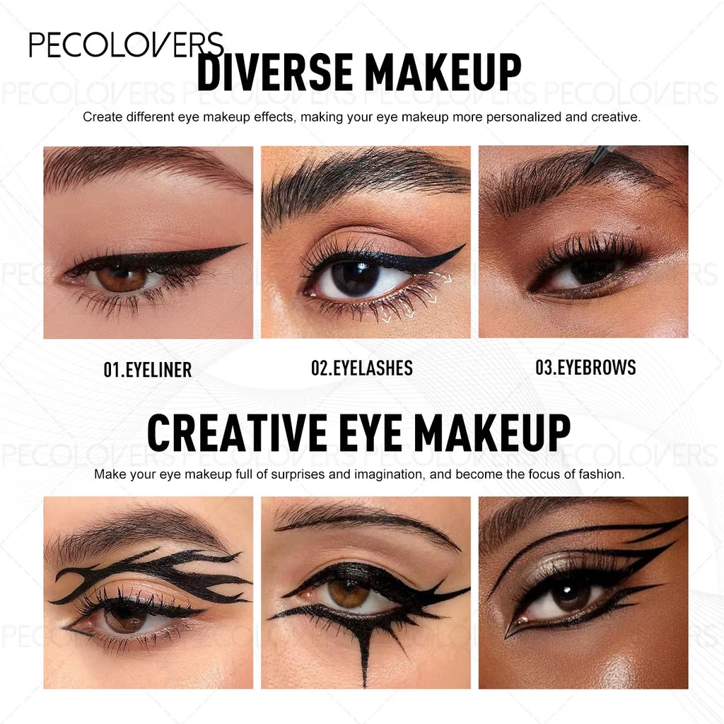 3Pcs/Set Waterproof Silky Eyeliner - Ultra-Fine Tip, Smokey Eye Effect, Quick Drying, Smudge-Proof Eyelash