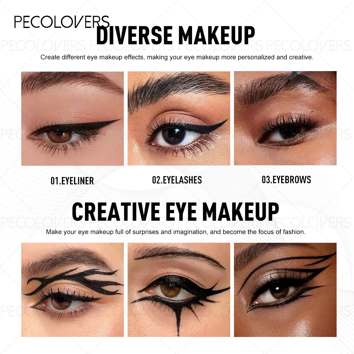 3Pcs/Set Waterproof Silky Eyeliner - Ultra-Fine Tip, Smokey Eye Effect, Quick Drying, Smudge-Proof Eyelash