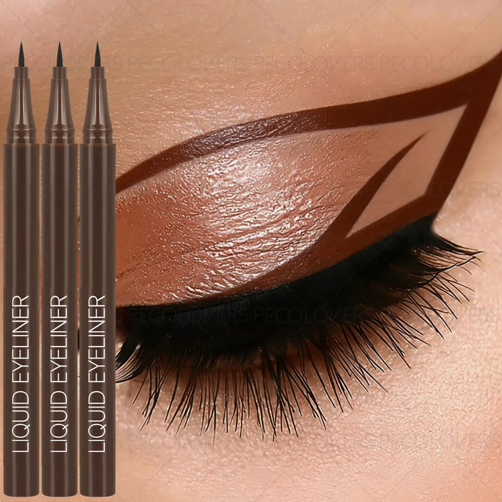 3Pcs/Set Waterproof Silky Eyeliner - Ultra-Fine Tip, Smokey Eye Effect, Quick Drying, Smudge-Proof Eyelash