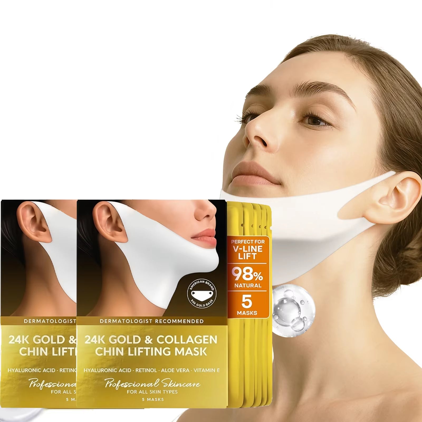 Gold Collagen Chin Lifting 24K  Mask Eliminate Double Chin Neck Tightening Slimming