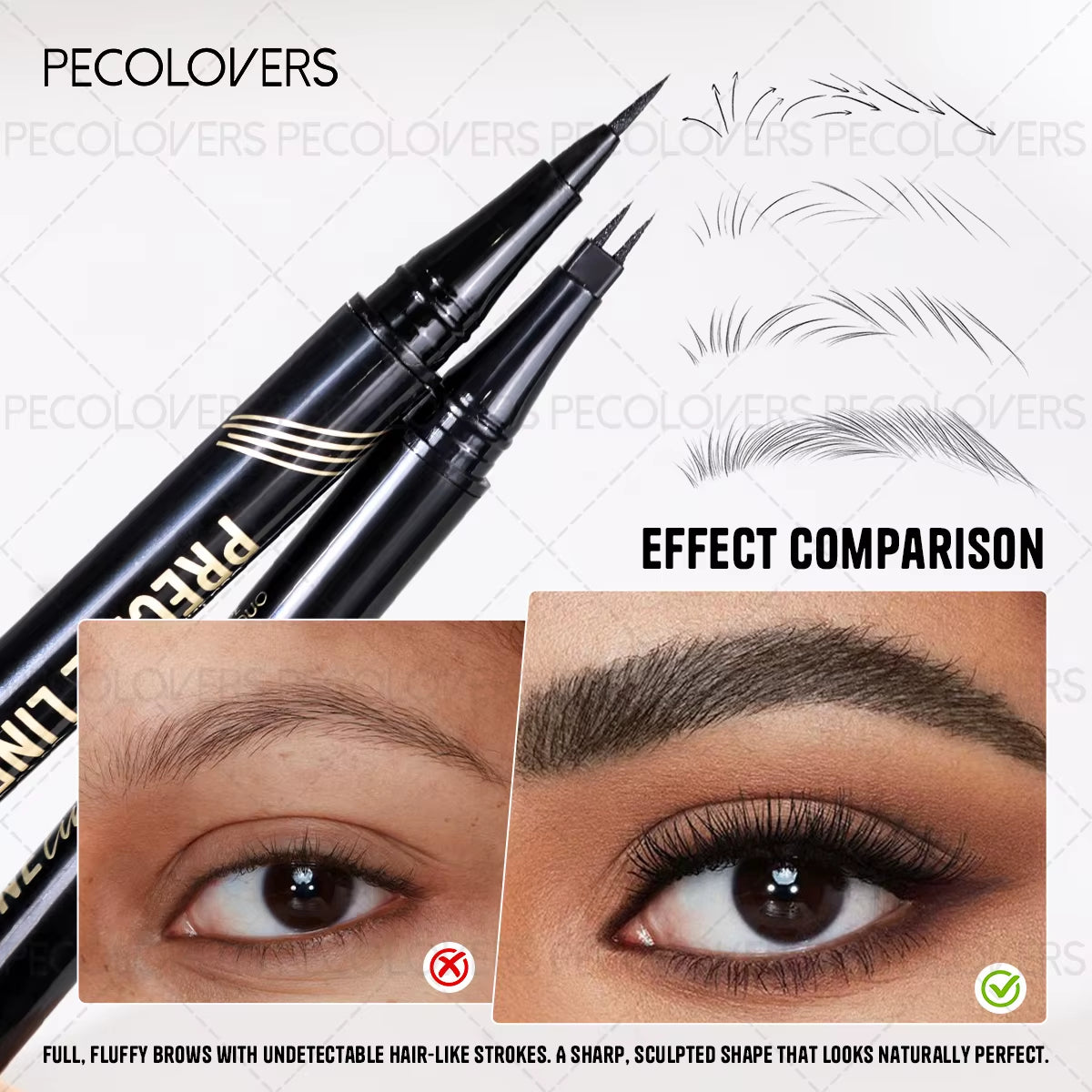 Forks Eyebrow Pencil Dual-Ended Artist Ultra-Fine Waterproof & Sweatproof 1PC 2 