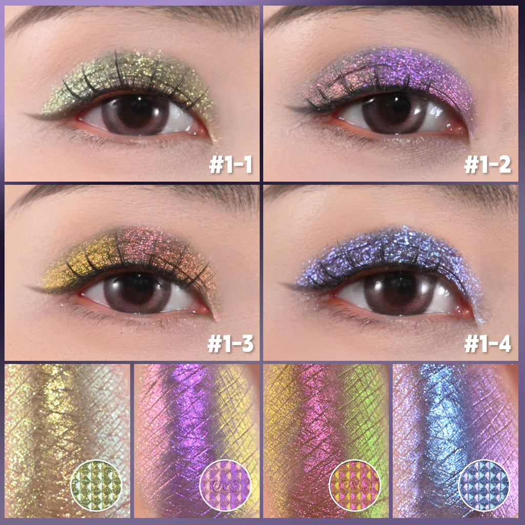 Palette Vegan Shimmer Multichrome Long-Lasting Eye Shadow Cosm 4 Colors Duochrome Eyeshadow