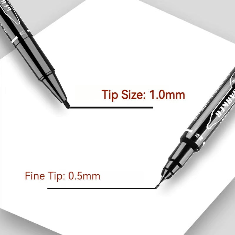 Twin Tip Permanent Art Markers Pens, Fine Point, Waterproof, Oily, Black,Red,Blue Ink, Painting, eyeliner