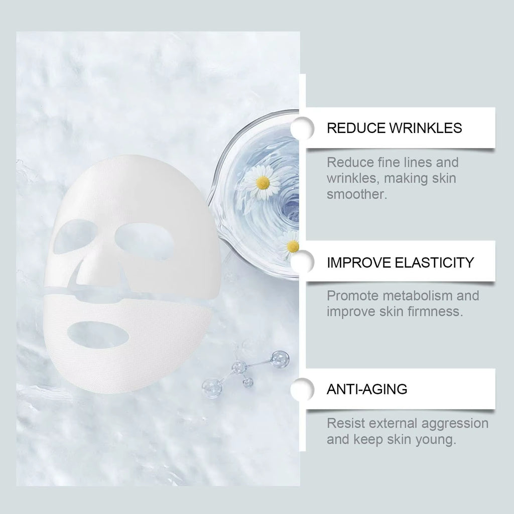Collagen Face Mask Hydrating Shrinking Pores Fade Fine Lines Moisturizing Refreshing Hyaluronic Acid...