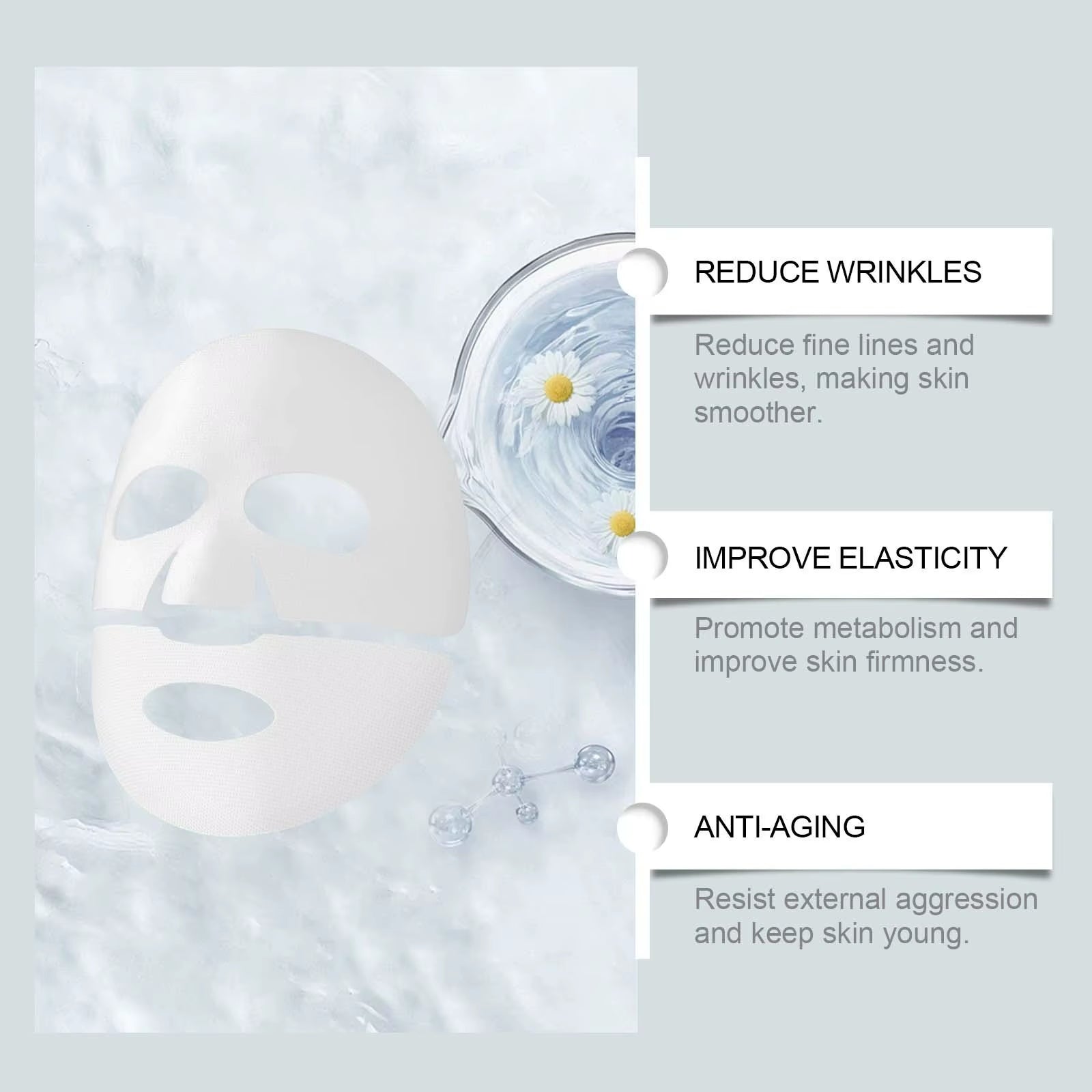 Collagen Face Mask Hydrating Shrinking Pores Fade Fine Lines Moisturizing Refreshing Hyaluronic Acid...