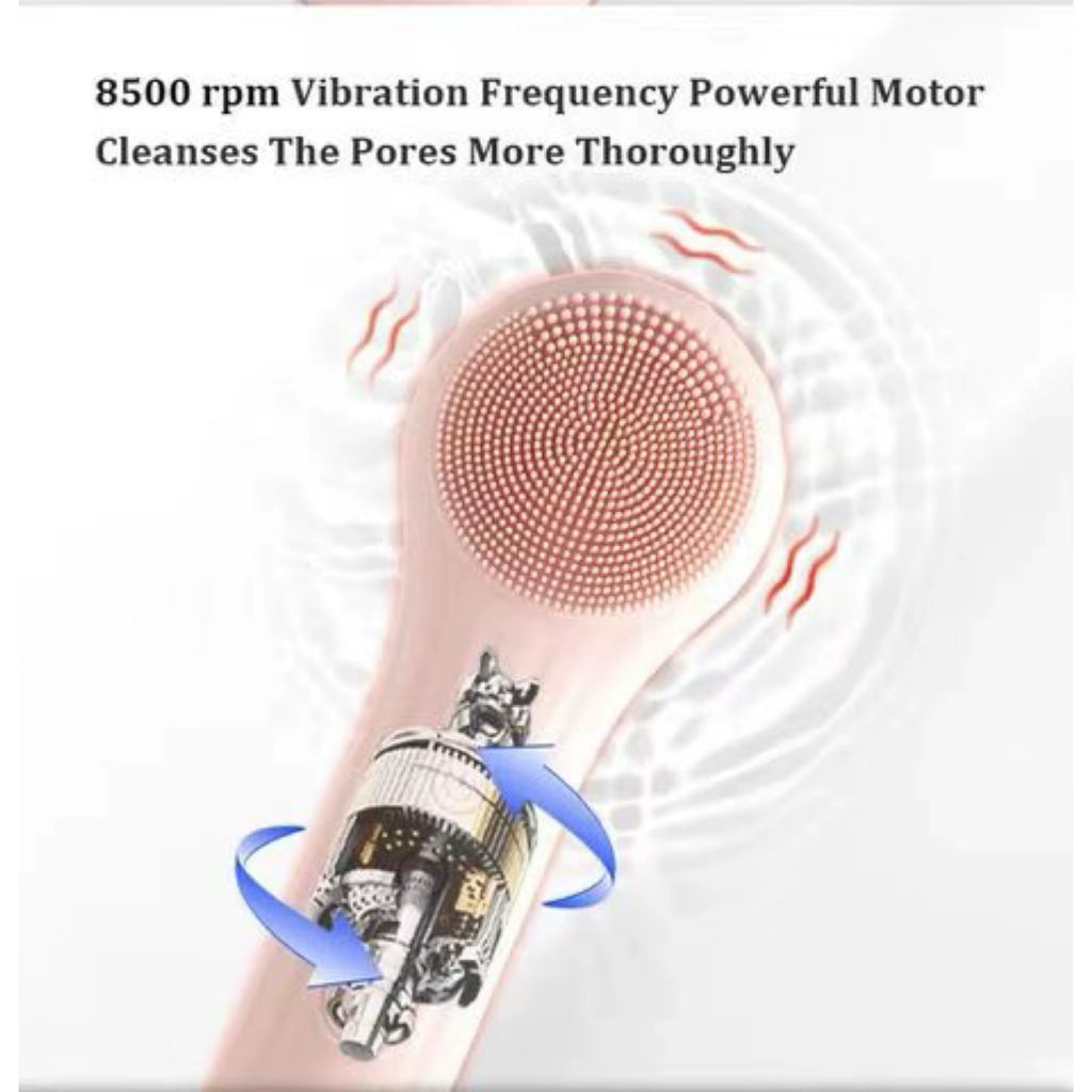 Silicone Face Scrubber IPX7 Waterproof 6-Speed Vibration Cleansing Brush 