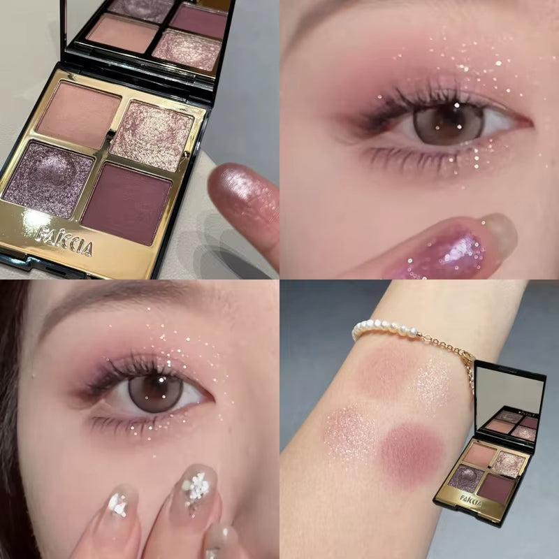 Palette Sparkling Pink Brown Earth Color Smoked Eye Shadow Palette Matte Four-Color Eyeshadow 
