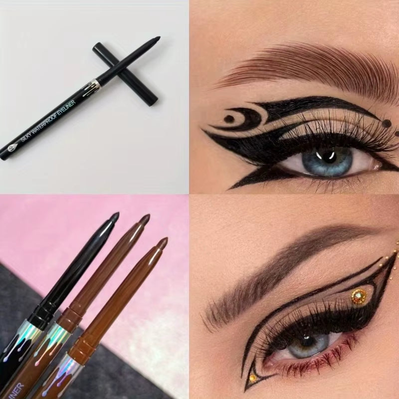 Waterproof Black Brown Eyeliner Gel Pencil Ultra-Fine Matte Smooth Quick Dry Non-Smudge 
