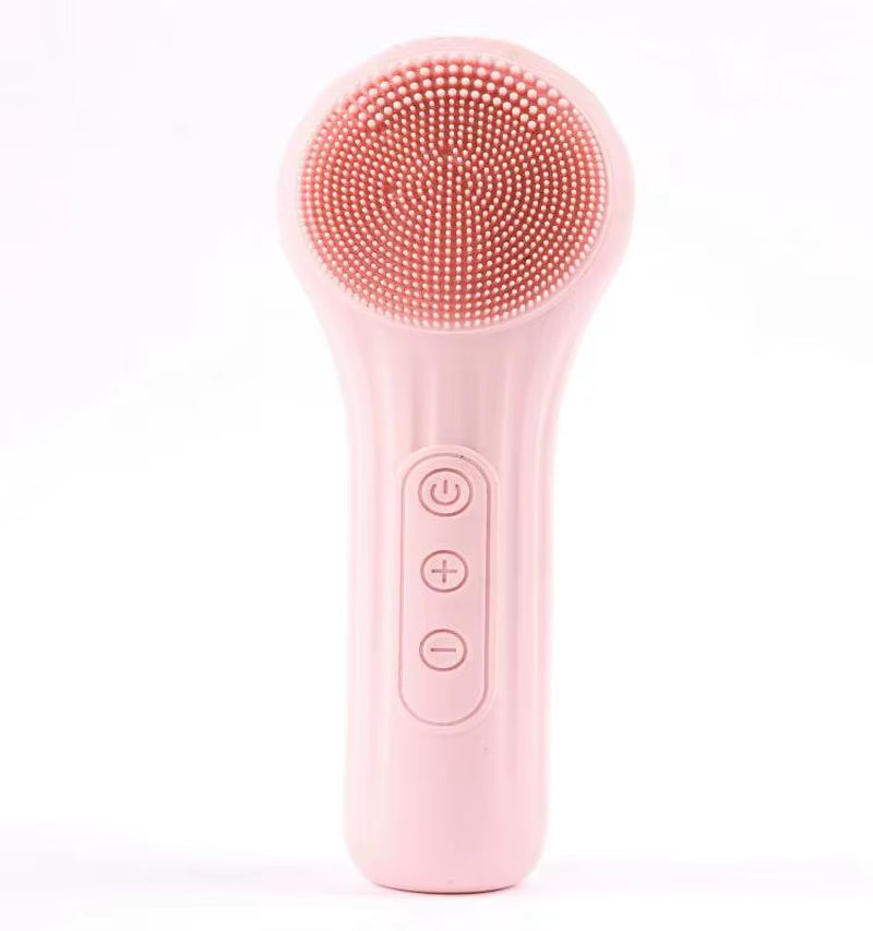 Silicone Face Scrubber Electric Facial Cleansing Brush with Heating Vibration Waterproof Face Wash B...