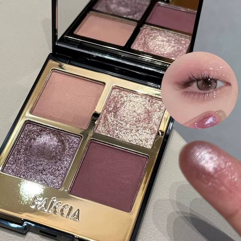 Palette Sparkling Pink Brown Earth Color Smoked Eye Shadow Palette Matte Four-Color Eyeshadow 