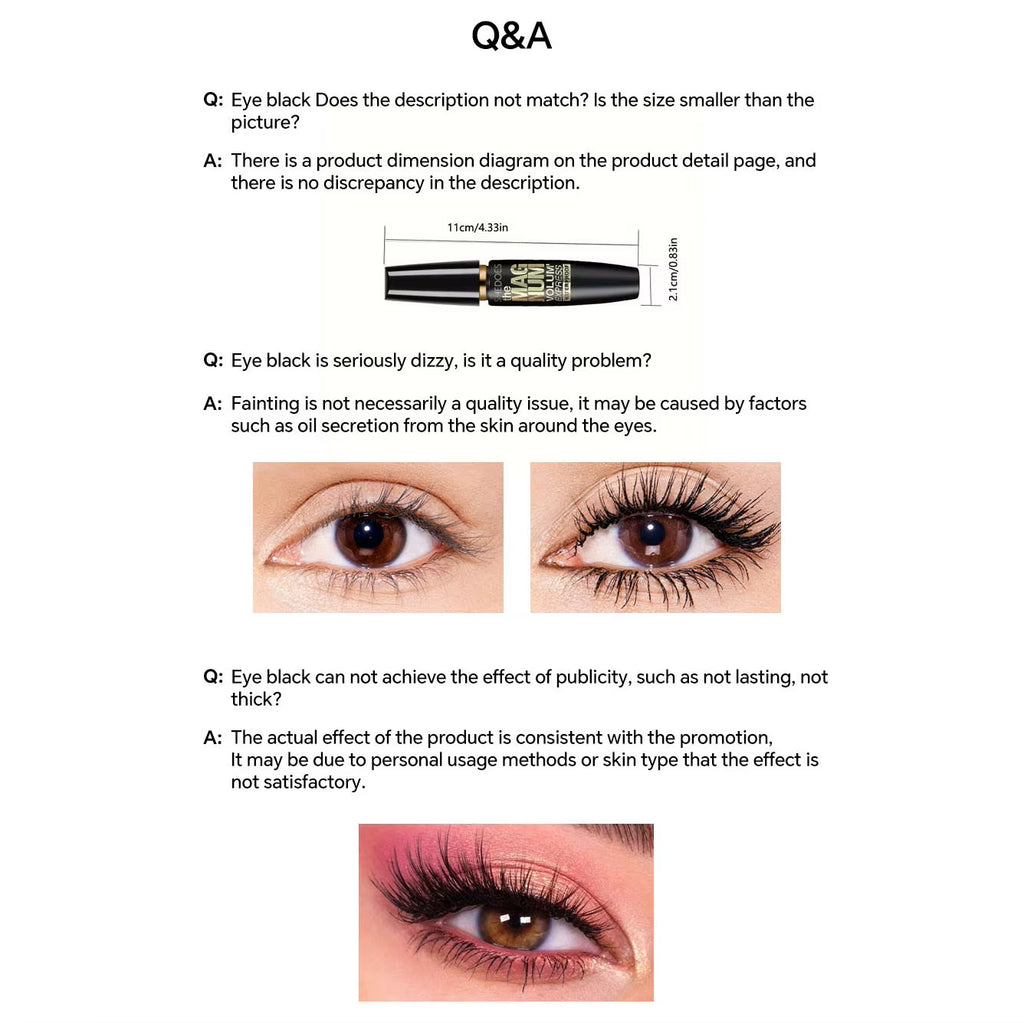  Black Mascara Thickening, Lengthening, Curling, Waterproof Liquid Fiber Mascara 4D