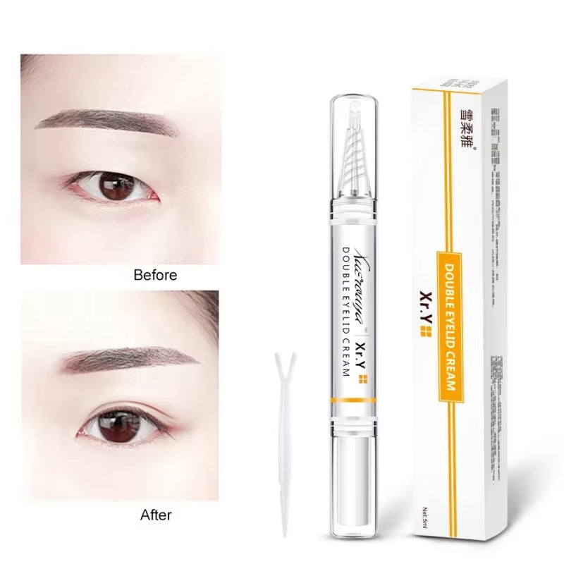 Double Eyelid Styling Cream,Natural Invisible Double-Fold Eyelid Pen Glue Gel with Y Stick for Girls...