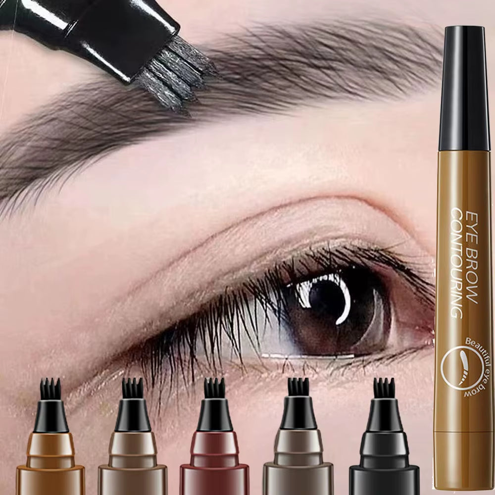 5 Colors Microblading Eyebrow Pen Waterproof Liquid Eyebrow Pencil Long Lasting Eyebrow Pen 4 Points...