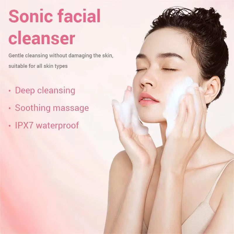Electric Silicone Facial Cleanser Brush - Vibration Massage Roller & Waterproof Pore Cleaner, Skinca...