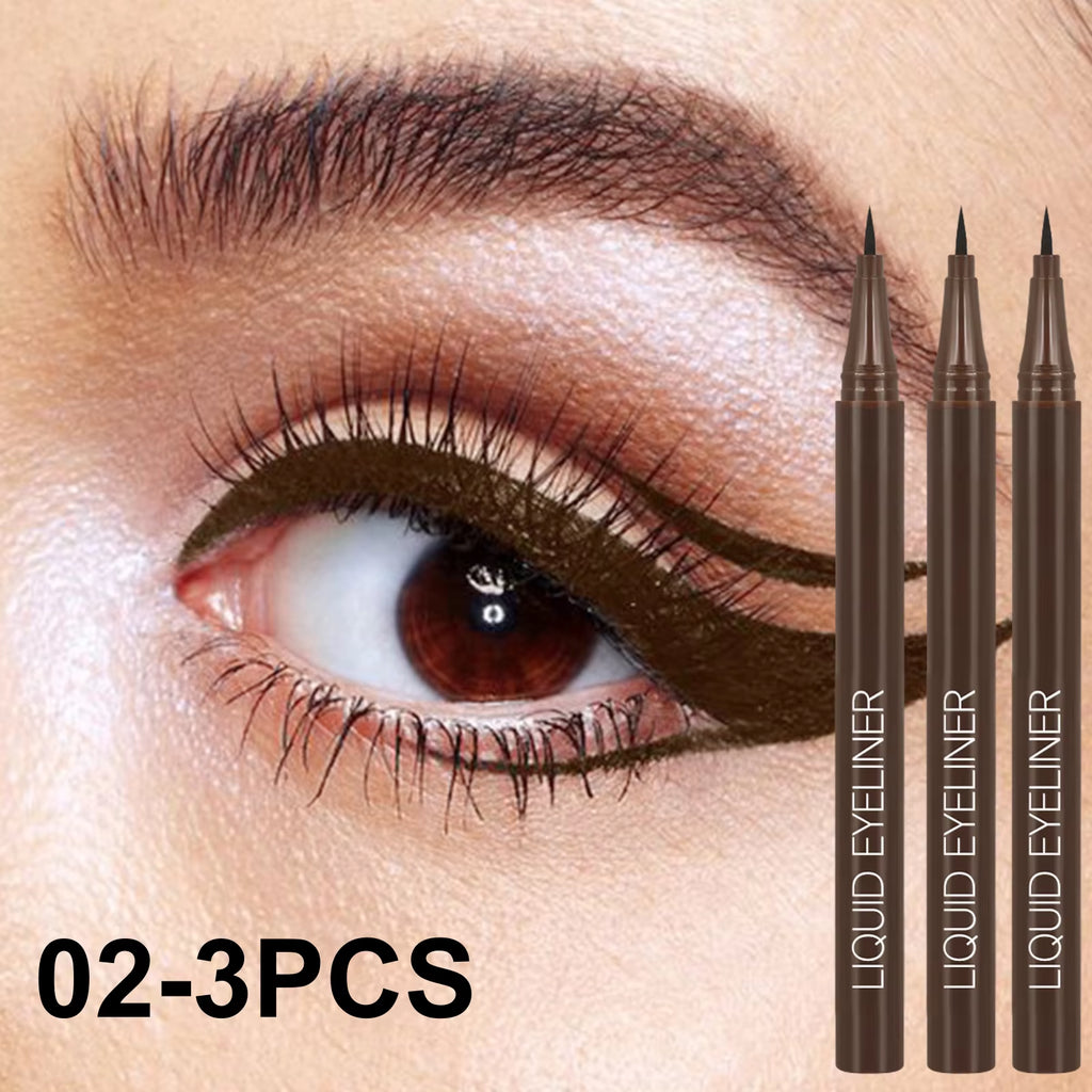 3Pcs/Set Waterproof Silky Eyeliner - Ultra-Fine Tip, Smokey Eye Effect, Quick Drying, Smudge-Proof Eyelash