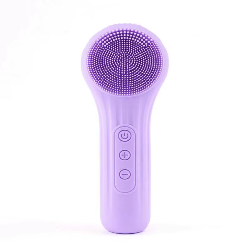 Silicone Face Scrubber Electric Facial Cleansing Brush with Heating Vibration Waterproof Face Wash B...