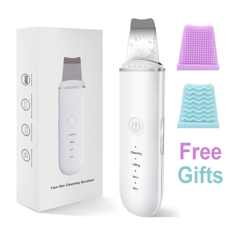 Ultrasonic Skin Scrubber Vibration Face Spatula Blackhead Remover Shovel Clean Cavitation Peeling Fa...