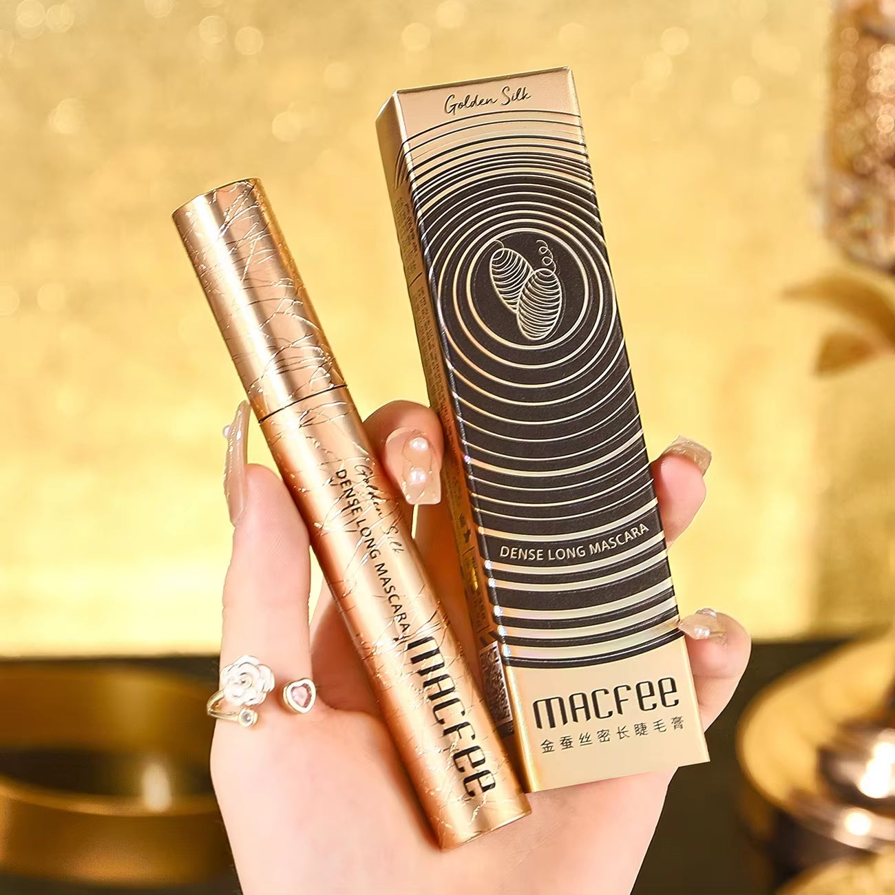 Macfee Golden 4D Curling Mascara – Lengthening, Waterproof, Sweatproof, Long-Lasting, Smudge-Proof Enhancer