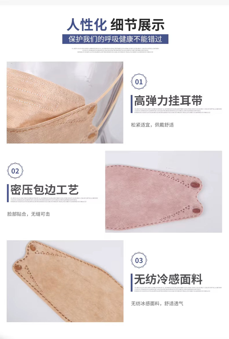 Japanese 3D Ice Silk Cool Face Mask with Four Layers of Independent Packaging Summer Coolness KN95 B...