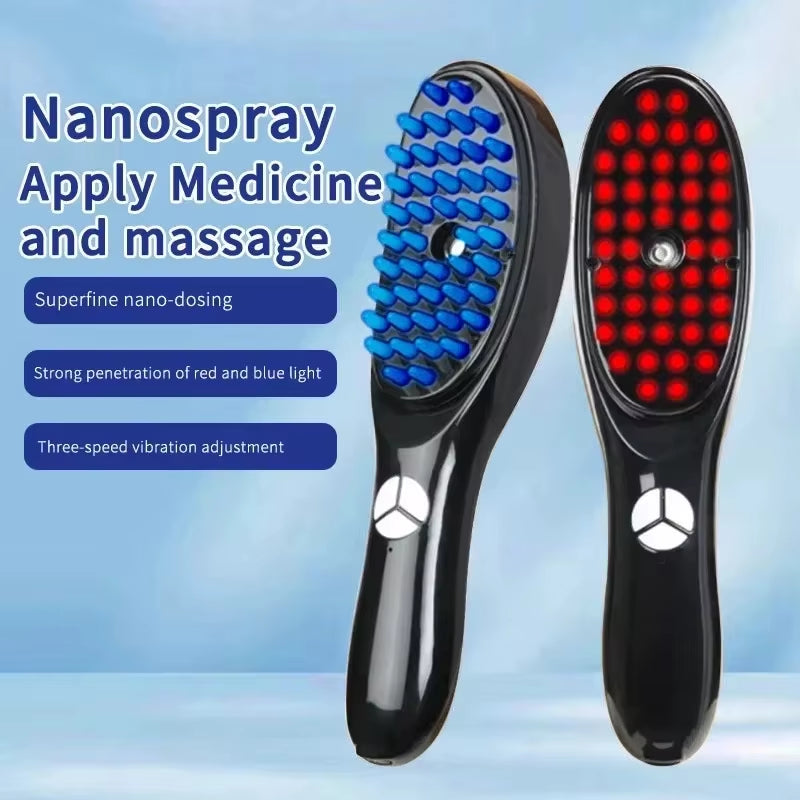 Anti Hair Loss Scalp Care Electric Massage Comb Red and Blue Light Therapy Scalp Vibration Massage B...