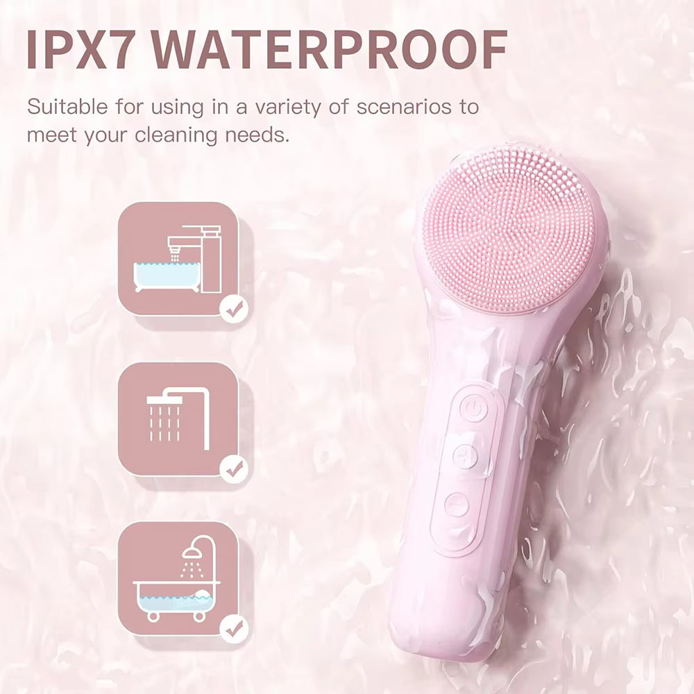 Sonic Waterproof Facial Cleansing Brush Rechargeable Scrubber 