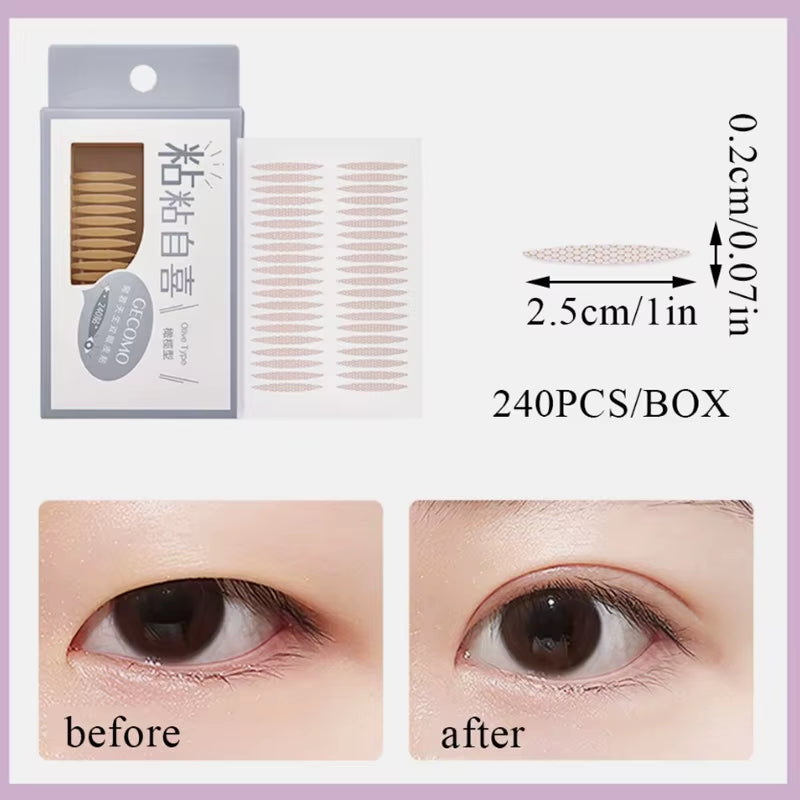 240Pcs Invisible Eyelid Tape Natural Paste Long Lasting Double-Fold Self-Adhesive Sticker for Mono...