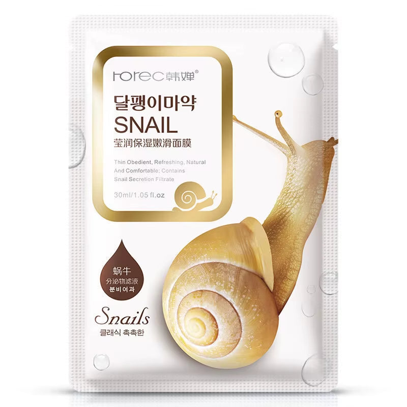 Snail Moisturizing Face Mask Anti-Aging anti Wrinkles Whitening Facial Masks 10/20/30Pcs S