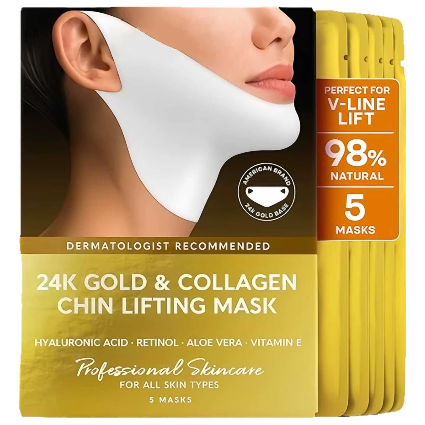 Gold Collagen Chin Lifting 24K  Mask Eliminate Double Chin Neck Tightening Slimming