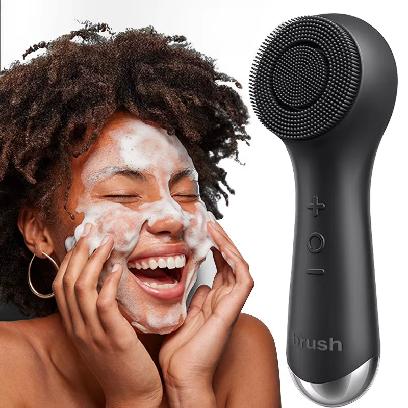 Facial Silicone Cleansing Brush with Dual Rotation and Vibration Modes, Facial Vibration Massage