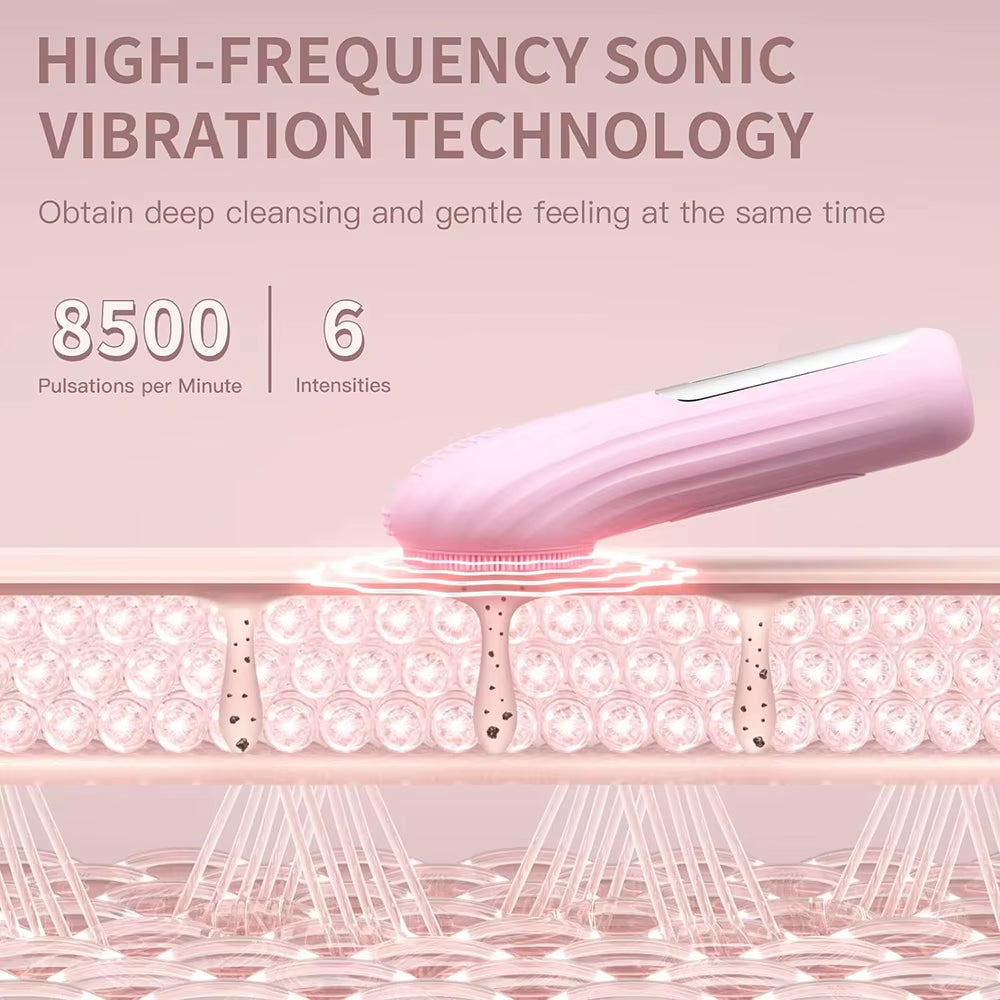 Sonic Waterproof Facial Cleansing Brush Rechargeable Scrubber 