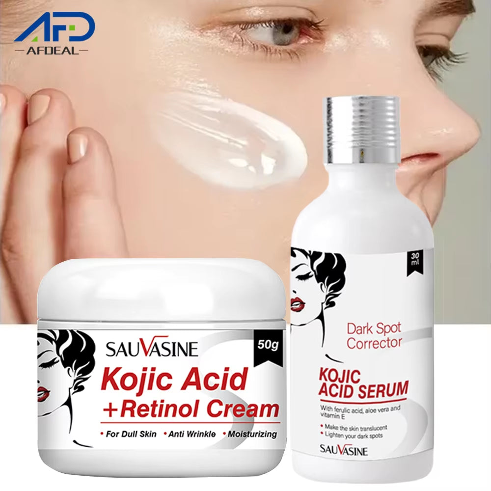 Kojic Acid Retinol Cream Skin Whitening Cream Remove Dark Spots anti Aging Brighten Moisturizer