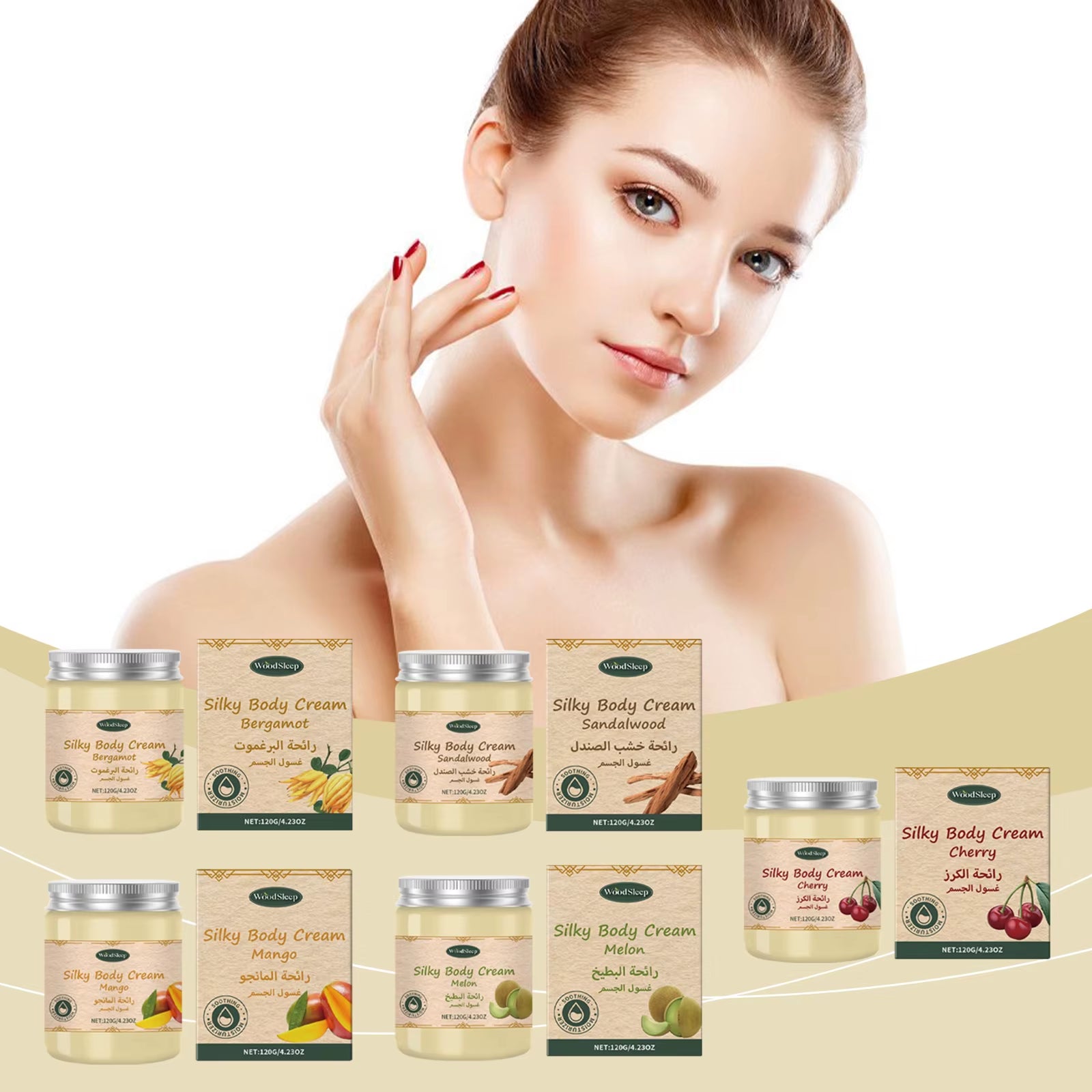 Moisturizing Body Cream Deep Hydration Soft Smooth Cherry Sandalwood Mango Bergamot Honeyd...