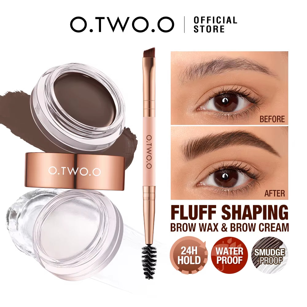 Eyebrow Pomade Brow Gel Wax 2 in 1 Waterproof Long Lasting Creamy Mascara