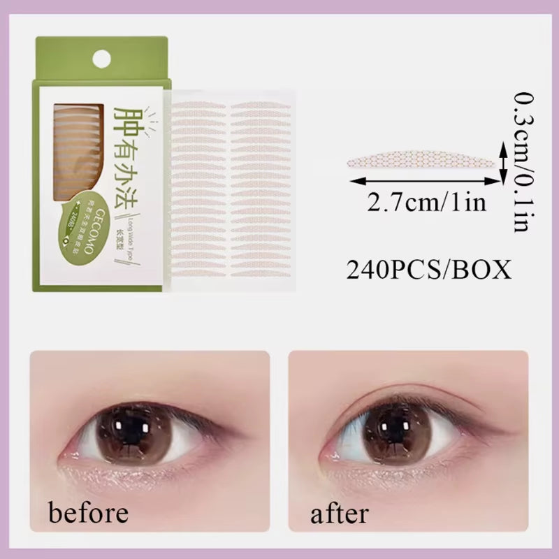 240Pcs Invisible Eyelid Tape Natural Paste Long Lasting Double-Fold Self-Adhesive Sticker for Mono...